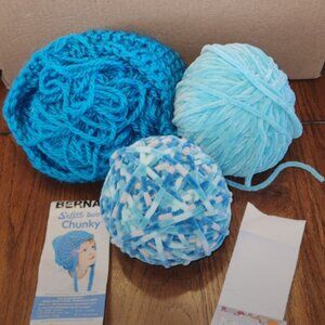 Blue Yarn - Bernat Softee Baby Chunky and Bella Chenille Dots